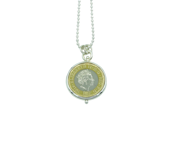 Queen Elizabeth II Coin Necklace with Vertical Swivel
