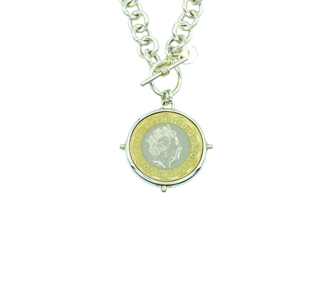Queen Elizabeth II Coin Necklace with Toggle Clasp