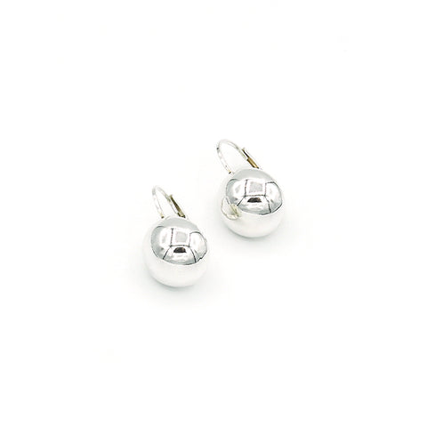 Silver Sphere Lever Back Earrings
