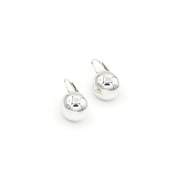 Silver Sphere Lever Back Earrings