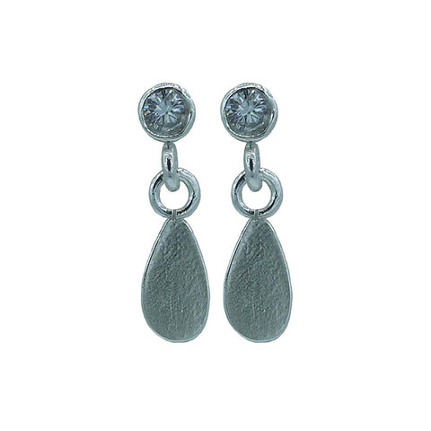 CZ and Sterling Silver Drop Earrings