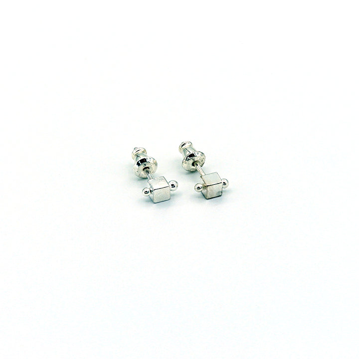 Square Sterling Silver Posts with 1 Dewdrop